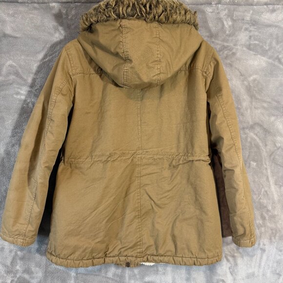 Rue21 Tan Hooded Faux Fur Lined Jacket Parka Women’s Medium - Picture 8 of 10